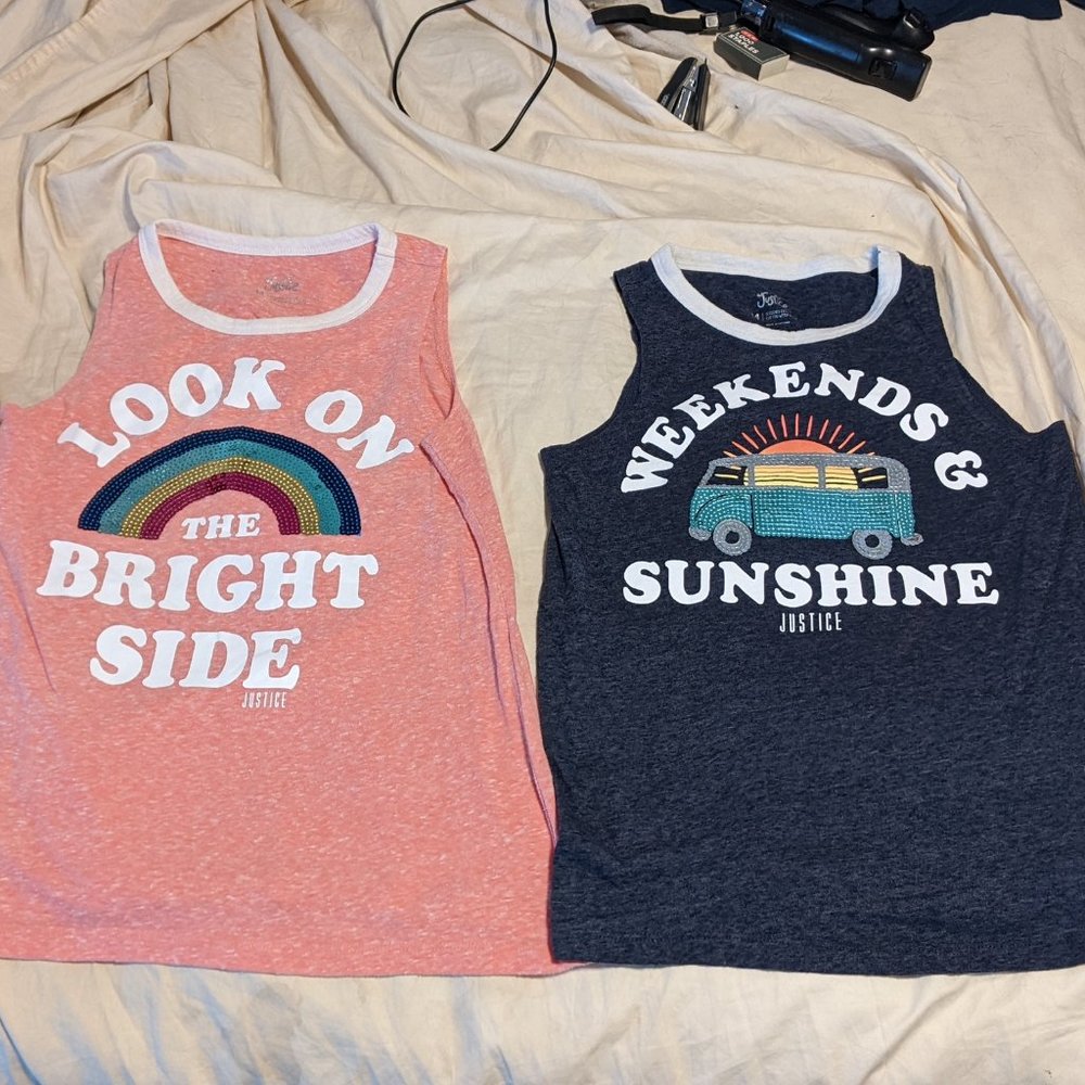 Justice sequence tank tops